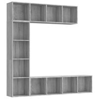 vidaXL 3-delige boekenkast- / tv-meubelset 180x30x180 cm grijs sonoma - thumbnail