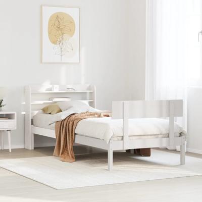 Bedframe zonder matras massief grenenhout wit 75x190 cm