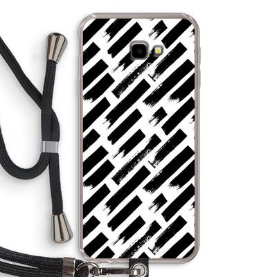 Zwarte vegen: Samsung Galaxy J4 Plus Transparant Hoesje met koord