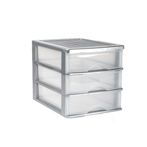 Ladeblok/bureau organizer met 3 lades grijs/transparant L 35,5 x B 27 x H 26 cm   -