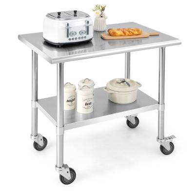 Roestvrijstalen Keukentafel Werktafel Gastronomietafel Roestvrij Staal Bereidingtafel met Tussenbord Zilver