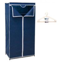 Mobiele opvouwbare kledingkast blauw 75 x 46 x 160 cm incl. 10 witte kledinghangers - Campingkledingkasten - thumbnail