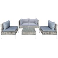 Rieten Tuinmeubel Set Balkonmeubel Set met Zit- & Rugkussens Tuinset