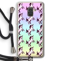 Musketon Unicorn: Samsung Galaxy A8 (2018) Transparant Hoesje met koord