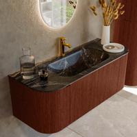 Badmeubel Mondiaz Kurve-Dlux | 120 cm cm | Meubelkleur Ruby | Wastafelkleur Lava | Solid surface | Wasbak midden spoelbak | 1 kraangat