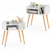 Nachtkastje Set van 2 Bijzettafel met Open Vak Salontafel met Metalen Steunpoten Nachtkastje voor Slaapkamer 50 x 32 x 58 cm