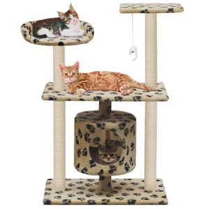 VidaXL Kattenkrabpaal met sisal krabpalen 95 cm pootafdrukken beige