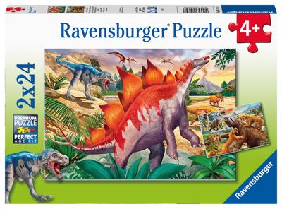 Ravensburger puzzel Wilde oertijddieren 2x24 stukjes
