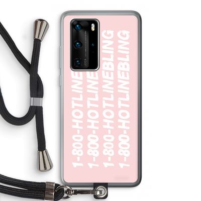 Hotline bling pink: Huawei P40 Pro Transparant Hoesje met koord