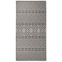 VidaXL Buitenkleed met patroon platgeweven 100x200 cm zwart