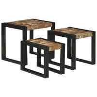 Nesttafels 3 pcs Meerkleurig Massief gerecycled hout