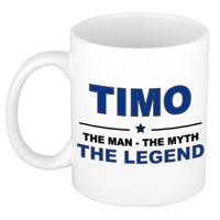Timo cadeau mok - man myth legend - naam koffiemok / beker - wit en blauw - 300 ml
