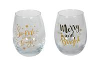 Drinkglas goud print 2 stuks 9x9x12cm