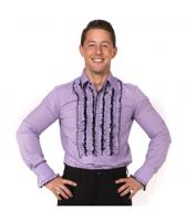Ruffles Shirt Lilac with Black Ruffles-M | 29% korting