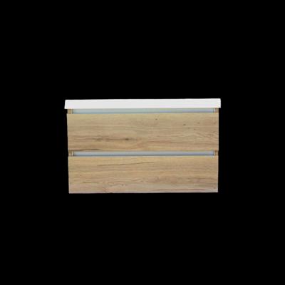 Onderkast Trendline Met Greeplijst Aluminium 100x47x52 cm Naturel Oak Sanilux