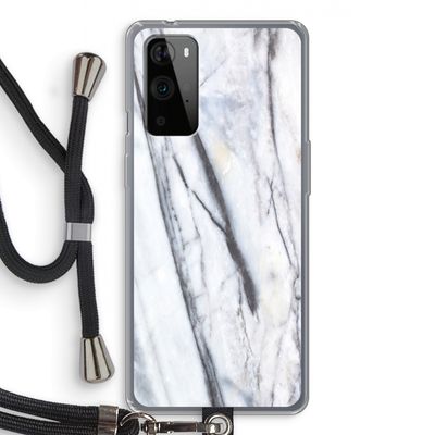 Gestreepte marmer: OnePlus 9 Pro Transparant Hoesje met koord