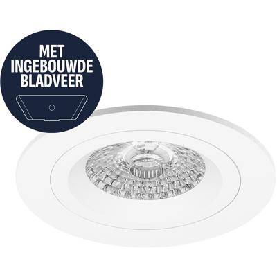 Spot Armatuur GU10 - Pragmi Motion - GU10 Inbouwspot met Bladveren - Rond - Wit - Aluminium - Ø93mm