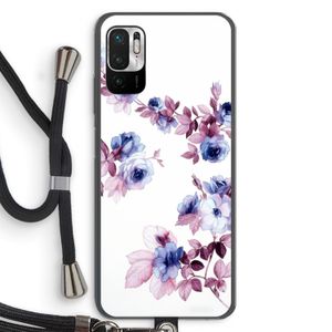 Waterverf bloemen: Xiaomi Redmi Note 10 5G Transparant Hoesje met koord