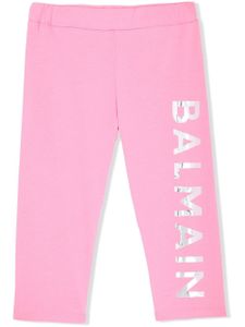 Balmain Kids legging à logo imprimé - Rose