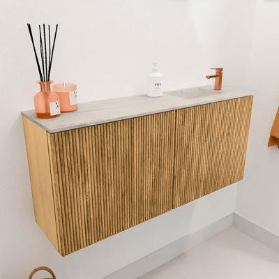Toiletmeubel Mondiaz Joya Dlux | 90 cm | Meubelkleur Oak | Faye wastafel Ostra Wasbak Rechts | 1 kraangat
