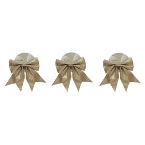 3x stuks decoratie strikken op clip champagne 20 x 24 cm