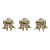 3x stuks decoratie strikken op clip champagne 20 x 24 cm - thumbnail