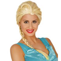 Blonde Elsa prinsessen pruik met vlecht   -