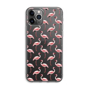 Flamingoprint groen: iPhone 11 Pro Max Transparant Hoesje