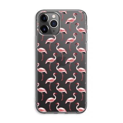Flamingoprint groen: iPhone 11 Pro Max Transparant Hoesje