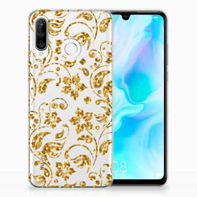 Huawei P30 Lite | TPU Case | Gouden Bloemen Huawei P30 Lite | TPU Case | Gouden Bloemen