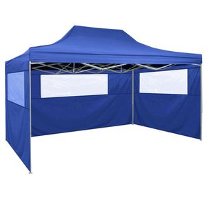VidaXL Vouwtent met 3 wanden 3x4,5 m blauw