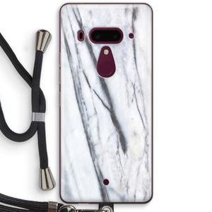 Gestreepte marmer: HTC U12+ Transparant Hoesje met koord