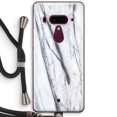 Gestreepte marmer: HTC U12+ Transparant Hoesje met koord