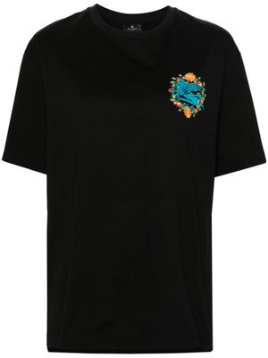 ETRO t-shirt en coton à logo brodé - Noir
