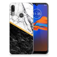 Motorola Moto E6 Plus | TPU | Siliconen hoesje | Marmer Wit Zwart - Origineel Cadeau Man