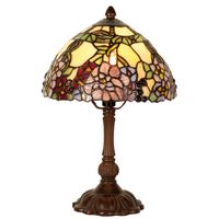 HAES DECO - Tiffany Tafellamp Geel, Groen, Roze Ø 22x32 cm Fitting E14 / Lamp max 1x40W