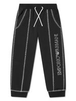 Emporio Armani Kids pantalon de jogging mélangé à logo brodé - Noir