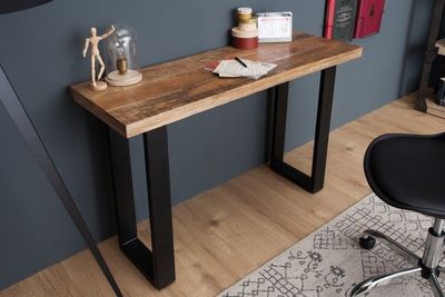Design consoletafel IRON CRAFT 115cm mangohout ijzeren bureau - 38664