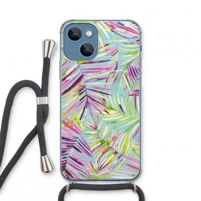 Tropical Palms Blue: iPhone 13 mini Transparant Hoesje met koord