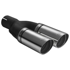 Ulter Sport Uitlaatsierstuk - Dubbel Rond 60mm Race - Lengte 220mm - Montage ->50mm - RVS USN205