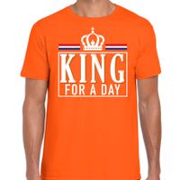 King for a day t-shirt oranje met witte letters voor heren - Koningsdag shirts - thumbnail