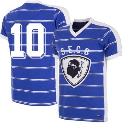 SC Bastia Retro Voetbalshirt 1981-1982 + Nummer 10 (Claude Papi)