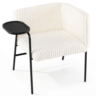 Moderne Loungebank met Dienblad Fauteuil met Stevig Metalen Frame en Schuimrubberen Bekleding