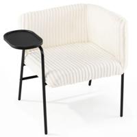 Moderne Loungebank met Dienblad Fauteuil met Stevig Metalen Frame en Schuimrubberen Bekleding