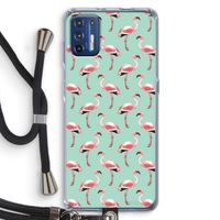 Flamingoprint groen: Motorola Moto G9 Plus Transparant Hoesje met koord Flamingoprint groen: Motorola Moto G9 Plus Transparant Hoesje met koord