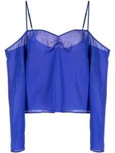 Fleur Du Mal blouse en soie à détail volanté - Bleu