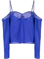 Fleur Du Mal blouse en soie à détail volanté - Bleu - thumbnail