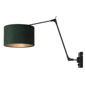 Steinhauer Wand LeeslampPrestige Chic zwart met 30cm groen velourse kap - 8121ZW