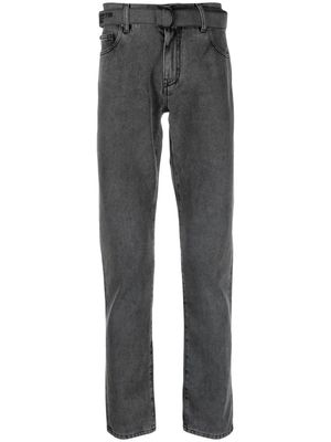 Off-White jean droit à taille ceinturée - Gris