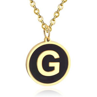 Goudkleurige Dames Schakelketting met Zwarte Kettinghanger Letter G